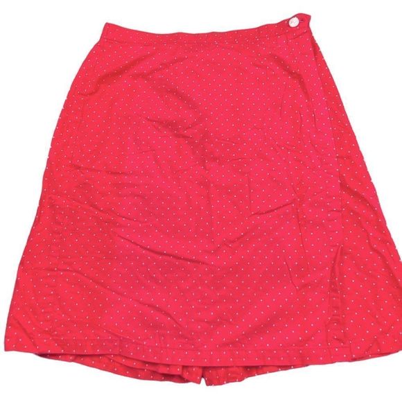 Pendleton Pants - Pendleton Wm’s Sz 8 Red Cotton All Over White Stars Lightweight Wrap Skort